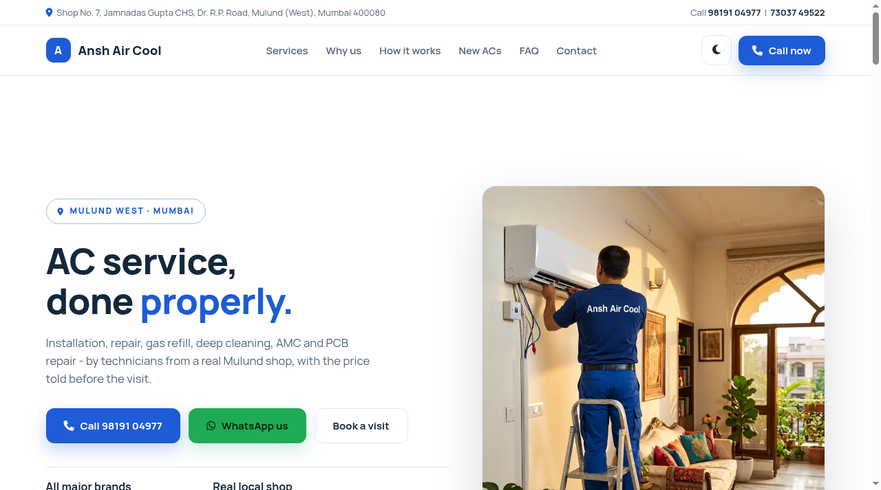 Ansh Air Cool website